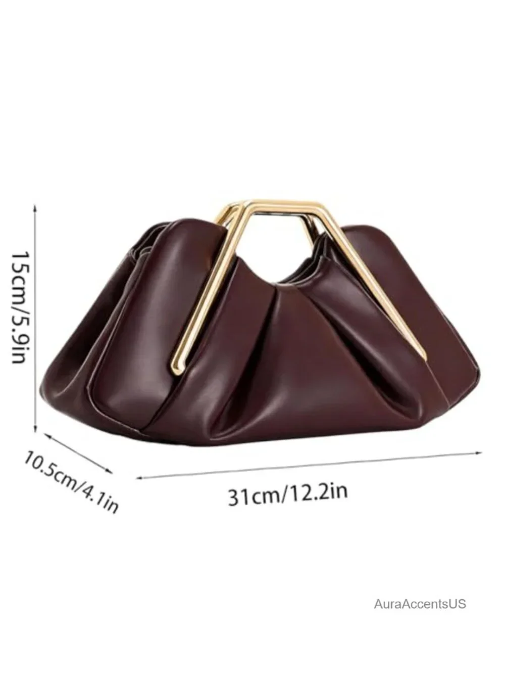 Cloud-Shaped Faux Leather Metal Frame Clutch with Magnetic Snap - Elegant
